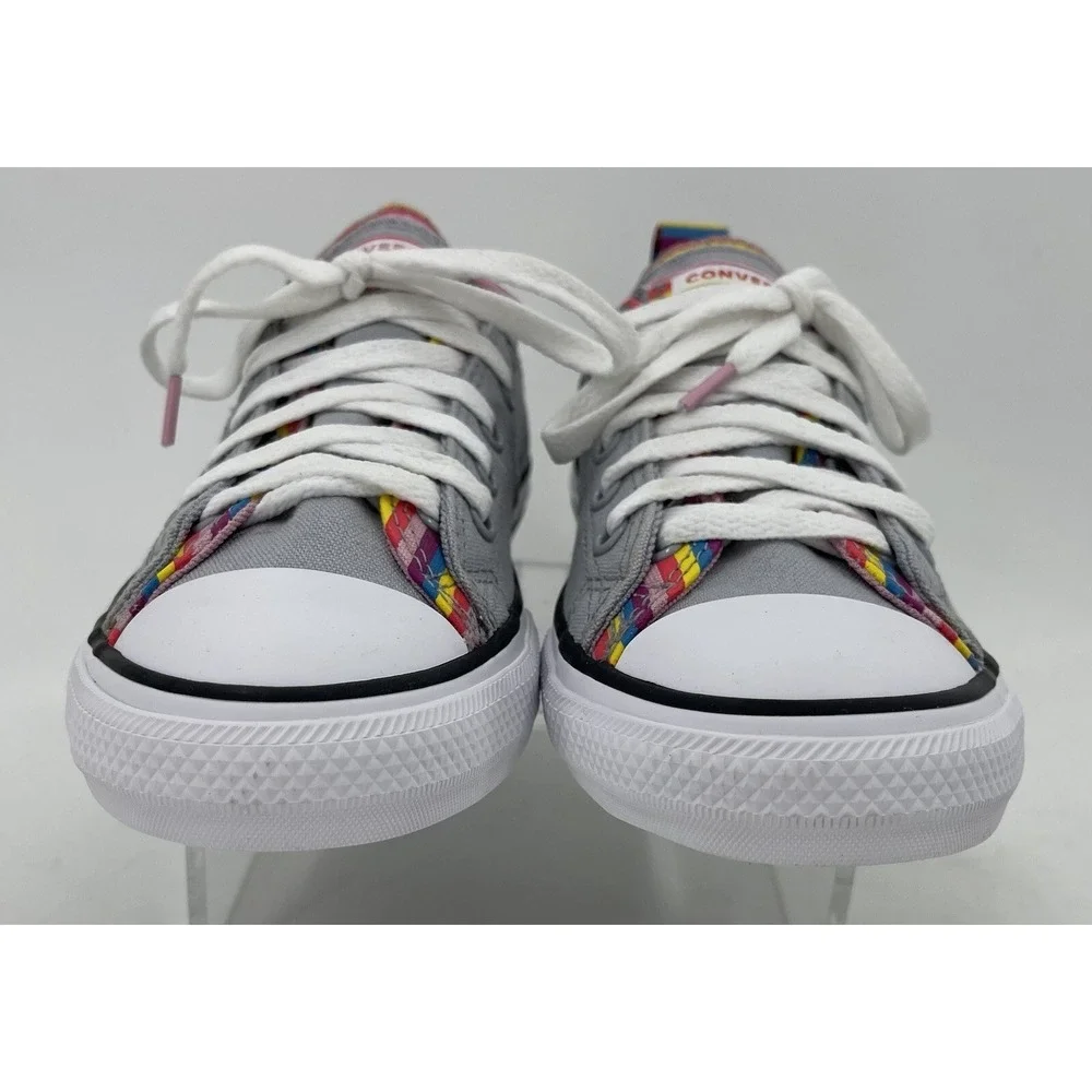 Converse All Star 669818F Gray Rainbow Stripe Low Sneaker Shoes Juniors Size 3